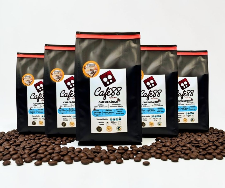 5 Pack Café 88 De Veracruz, Orgánico Tostado 500gr Molido